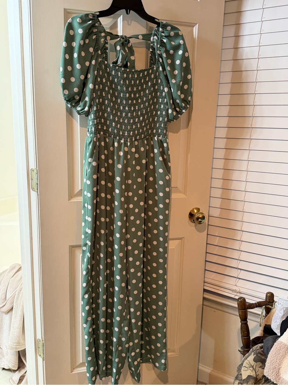 WeLove Fashion Green Polka Dot Jumpsuit